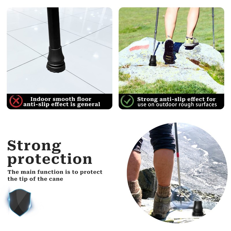 Cane Tips 5/8 inch Heavy Duty, 2 Pack Walking Cane