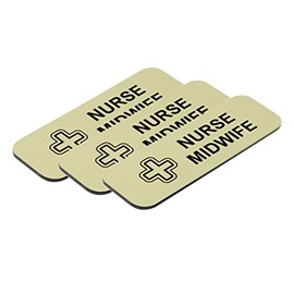 Nurse Midwife 1 x 3" Name Tag/Badge, Brushed Gold, (3 Pack)