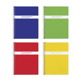 Oxford Spiral Composition Notebooks, 4 Pack, Poly Covers, Wide Ruled Paper, 9-3/4 x 7-1/2 Inches, 80 Sheets, Assorted Primary Color Covers (64948)