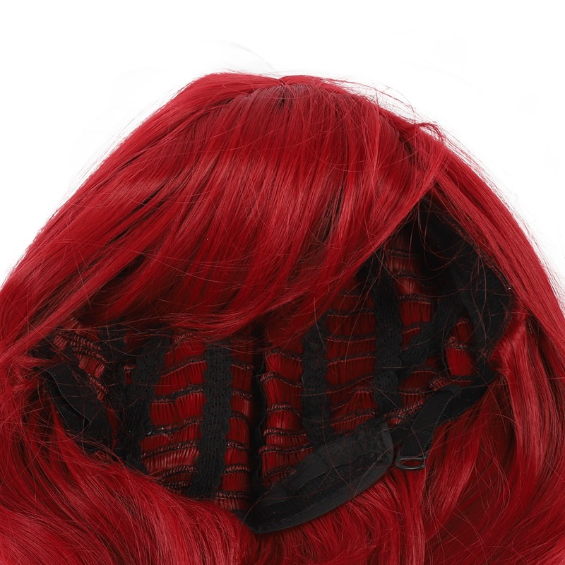 Red Long Straight Wigs with Bang Synthetic Heat Resistant Breathable