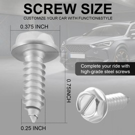 LivTee Rustproof License Plate Screws for Securing License Plates Frames and Covers on Cars and Trucks, 8 Sets Premium Stainless Steel Self Tapping Mounting Bolts, Silver