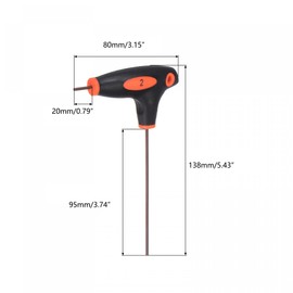 TOP-VIGOR 1Pcs 2mm Hex Key T-Handle, T Bar Dual End Wrench Spanner Allen Key for Home Repair and Mechanical Maintenance, Metric S2 Steel