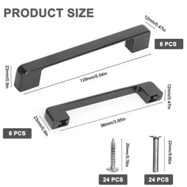 lbxtswpl Kitchen Cabinet Handles, 12PCS Cabinet Handles, Brushed Satin Nickel Cabinet Pulls Center Cabinet Hardware Aluminum Kitchen Cabinet Door Handles Pull (2 Size 96mm, 128mm Black)