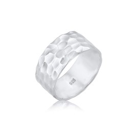 Elli Basic Women's Band Ring Hammered in 925 Sterling Silver, None