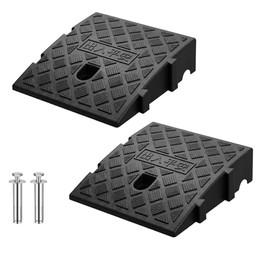 2PCS Kerb Ramps, 25×27×7cm Wheelchair Ramps, Threshold Ramps for Doorways, Portable Curb Ramps for Mobility Scooters, Car Vehicle, Driveway, with Expansion Bolts and Reflective Stickers