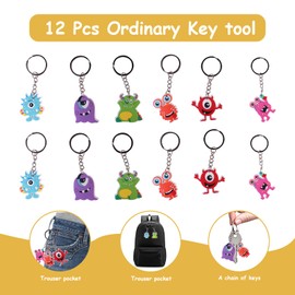 JWTRSVTY 74 Pieces Monster Children's Birthday Gifts, Monster Theme Party Gifts, Monster Party Bag with Children, Monster Key Chain, Gift Bags, Stickers, for Boys and Girls, Guest Gift
