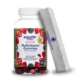 Unique Bundle Store Equate, Womens Multivitamin Gummy, Mixed Berry 150 Count, for General Health Dietary Supplement + 7 Day Pill Organizer Included (Pack of 1)