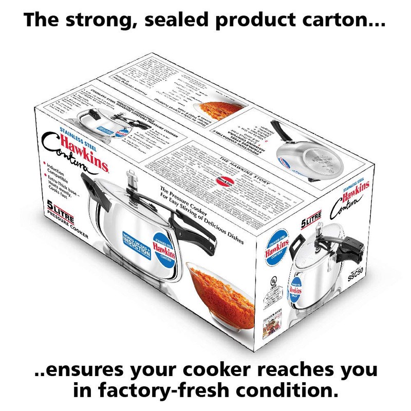 Hawkins 5 Litre Contura Pressure Cooker, Stainless Steel Inner Lid