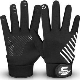 SAWANS Thermal Gloves Men Cycling Gloves Water Resistant Touch Screen Gloves Windproof Biking Winter Gloves Bicycle Running Gloves Driving Ladies Gloves Anti Slip Honey Ski Warm Women (Black, S)