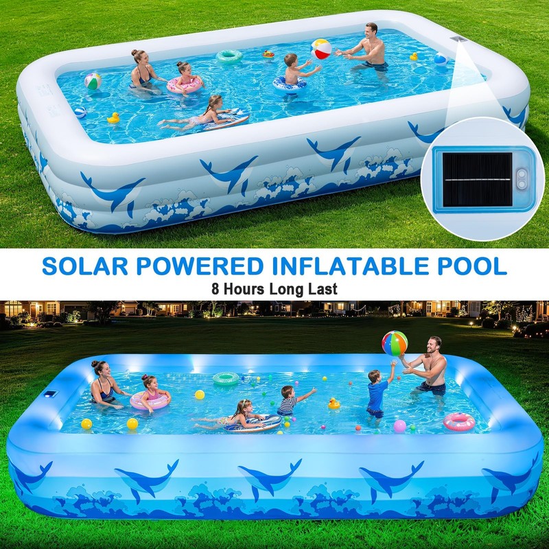 Large Inflatable Pool with Light, 12TF x 6.5TF Inflatable Swimming