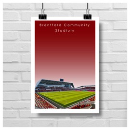 GroundDesigns BRENTFORD FC Football Gift GTECH COMMUNITY STADIUM Art Unframed A3 Print BFC