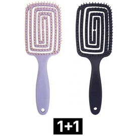 Zerot Hair Brush Hair Volume Comb 1+1, 2 Pieces, Black+Purple / 제롯 헤어 브러쉬 머리 볼륨 빗 1+1, 2개, 블랙+퍼플