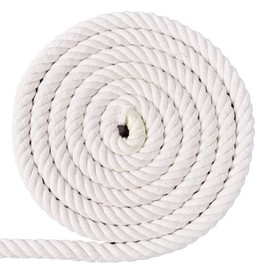 XINSHUNCAN Cotton Rope 20mm 5M,Natural White Thick 4 Strand Twisted Cotton Rope for DIY Craft,Wall Hanging,Plant Hangers,Macrame,Gardening,Knotting Decorative Projects
