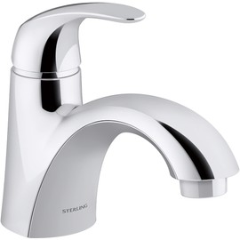 KOHLER Sterling 24819-4N-CP Valton Single-Handle Bathroom Sink Faucet, 0.5 GPM, Clicker Drain with Tailpiece, Premium Durable Metal, Corrosion Resistant, Polished Chrome