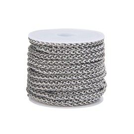 Airssory 5 m (16.4 ft) Stainless Steel Wheat Chains Fox Tail Chain Unwelded Bulk for Women Men Girls Boys Jewellery Bracelet Necklace DIY Making - 5 x 3 mm