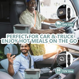 Electric Heated Lunch Box for Car, Truck, Home – 1.8L 100W Portable Food Warmer with 12V/24V/110V/220V Plug – Stainless Steel Leakproof Container – Hot Meal Solution for Work, Travel, Jobsite, Camping