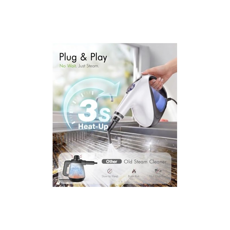 ADICOM Handheld Steam Cleaner - Instant 3s Heat-Up for Easy