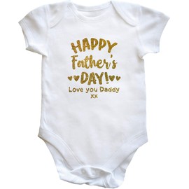 Hippowarehouse Happy Father's day love you mummy xx - Glitter baby vest bodysuit (short sleeve) boys girls