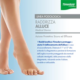 Timodore, Raddrizza Alluce, Aiuta il Riallineamento dell'Alluce Quando Accavallato, Distanzia il 1° e il 2° dito Evitando lo Sfregamento, 100% Made in Italy, Dermatologicamente Testato, 6 pz