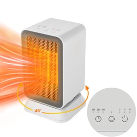 AIDENOEY Space Heater with 3 Modes，1000W Energy Efficient Quiet Mini Portable Heaters, 45°PTC Ceramic Fast Heater with Timer & Auto Shut Off Function for Office Home Indoor Use (White)