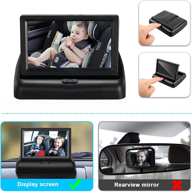 TooToo LED Night Vision Car Seat Camera Baby Monitor w/