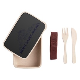 Fabulous Lunch Box with Cutlery Black - Mont Saint Michel Minimalist Normandie Village Tourisme - 700ml