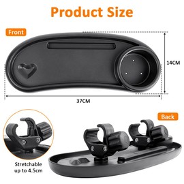 OSDUE Pram Tray, 3 in 1 Snack Tray for Prams, Pram Snack Tray, 360 Degree Rotating Pram Snack Tray, Pram Drink Holder with 2 Hooks