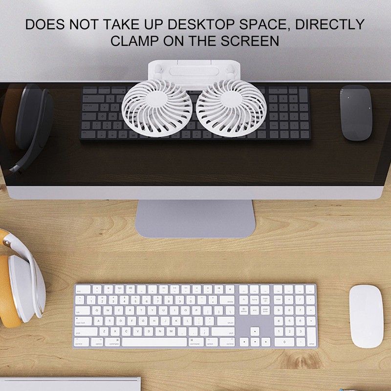 White Desktop Screen Fan with Adjusting Clip 3 Gear 360°