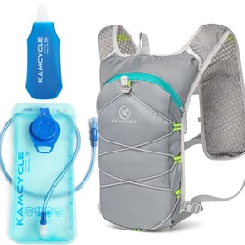 KAMCYCLE Hydration Backpack, Ultralight Trail Running Backpack, Running Vest, Running Vest, Women and Men, Backpack for Running, Marathon, Cycling, Jogging, Trail Running Backpack (Grey with Bubble