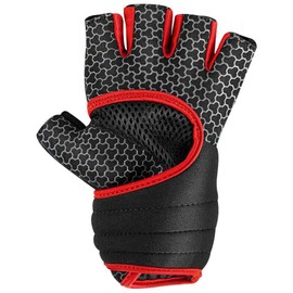 SPOKEY Lava Unisex Non-Slip Fitness Gloves, Sweat-Absorbing Training Gloves, Cycling Gloves, Breathable Sports Gloves for Fitness, Cycling, Gym, Strength Sports in Black/Red (S)