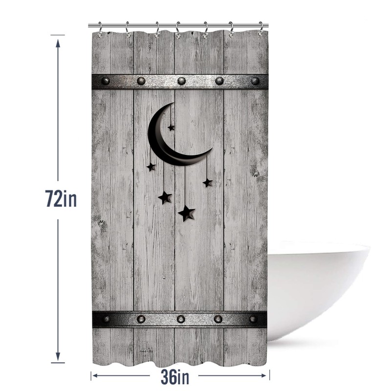 Yookeb Stall Barn Door Bathroom Shower Curtain 36W by 71H
