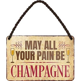 N / A May All Your Pain Be Champagne Metal Sign Hanging Sign 18 x 12 cm HS415