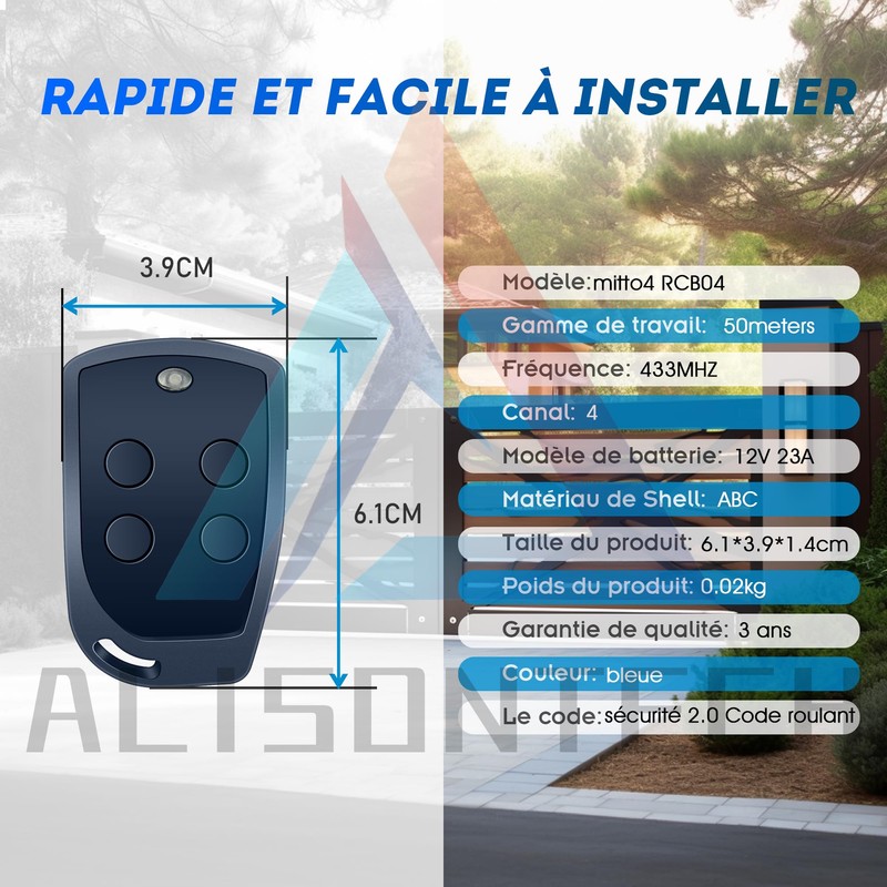 3 x Mitto4 B RCB04 remote control, 4 channels, rotation