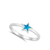Blue Simulated Opal Boho Midi Knuckle Ring .925 Sterling Silver