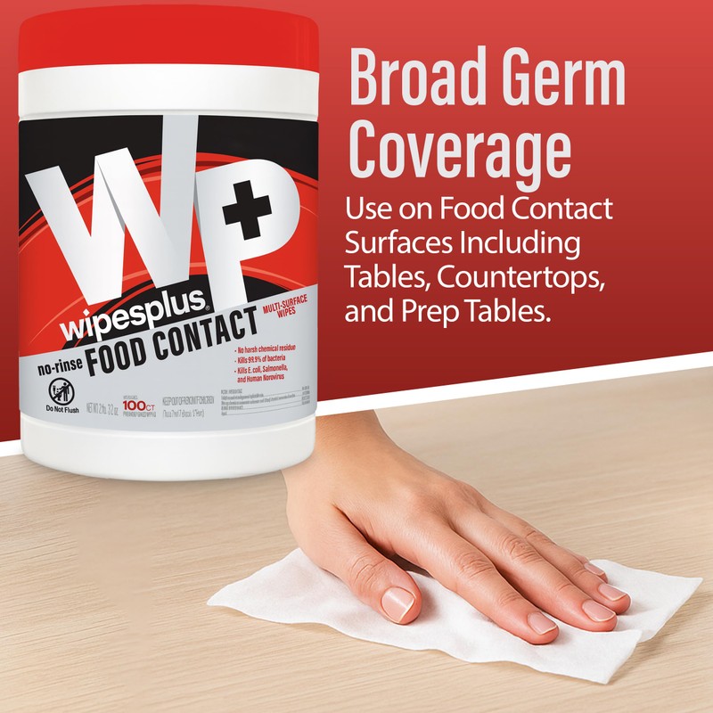 WIPESPLUS Cleaning Wipes All Purpose Food Contact - No Rinse,