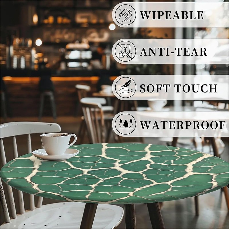 artslion Outdoor Round Tablecloth with Elastic Band 52In (130Cm) Elastic