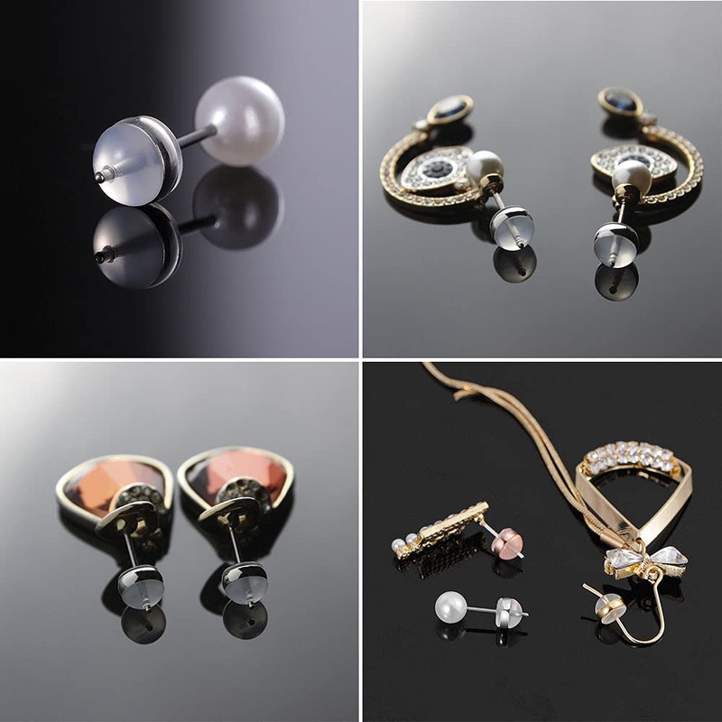 Rubber Earring Backs for Studs, Clear Soft Earring Backs for