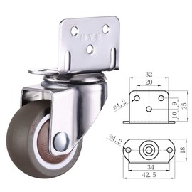 uoboeuq 4 Pack 1Inch L-Shaped Plate Swivel Caster, Ball Bearing L-Shaped Side Mount Plate Thermoplastic Rubber Wheel Metal Housing, Total Load Capacity 80Lbs/36Kg,Rotate 360 Degrees