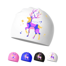 Swimming Cap for Women - Soft, Elastic, Non-Slip, Stylish, Comfortable (White Deer)