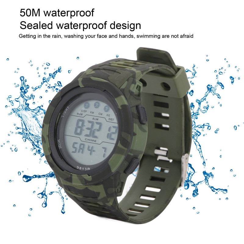 Men Digital Sports Watch 50m Waterproof Watch with LED Backlight