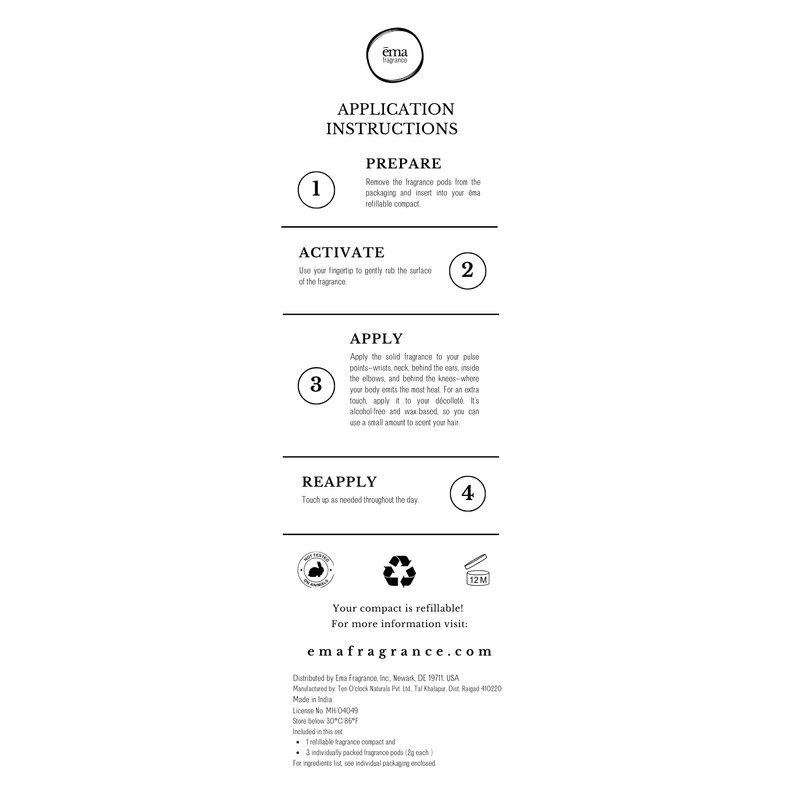 ēma Solid Perfume Discovery Set - Refillable Compact with Leather,