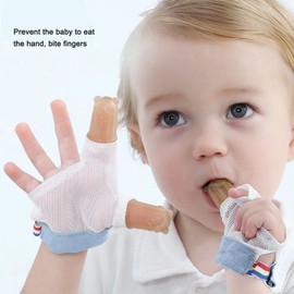 Baby Stop Thumb Sucking Finger Guard, 1 par de Protectores de Dedos para Evitar que los niñOs Se Chupen el Pulgar, Suave y Transpirable Silicona Baby Stop Sucking Tool,Blue (M)