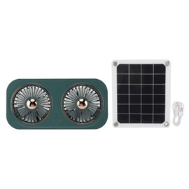 20W Solar Panel High Speed Airflow 5V Dual Exhaust Fan Portable for Pet Houses Air Cooling Outdoor Toilets Green