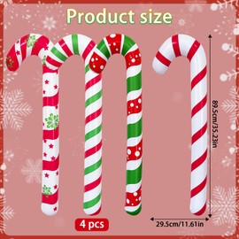 Pack of 4 88 cm Inflatable Candy Canes, Inflatable Christmas Decoration, Stick Inflatable for Christmas Decoration, Candy Canes, Christmas Tree Decoration for Outdoors, Front Door, Christmas Tree
