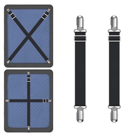 Yoovat Magic Sofa Covers Holder Straps Magic Sofa Couch Covers Sofa Slipcover Holder Clips Adjustable Elastic Straps for Sofa Covers Cushion (2 Pcs Black)