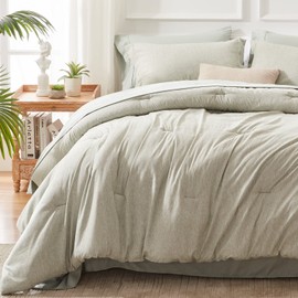 UNILIBRA King Comforter Set 7 Pieces Bed in a Bag - Sage Green King Soft Bedding Set for All Seasons - Cationic Dyeing Bed Comforter Sets with Comforter, Flat Sheet, Fitted Sheet, Pillowcases & Shams