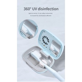 Impressive Smile Rechargeable Mini UV Toothbrush Cover with Fan and USB Cord for Travel or Home, Long Battery Life and Improved Case Ventilation for Better Disinfection (Blue)