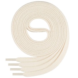 Di Ficchiano flat lace-up made of 100% cotton for trainers and trainers - very tear-resistant - approximately 7 mm wide, 45 cm - 200 cm length. Made in Europe., beige, 75 cm