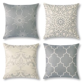 Otostar Cushion Cover 45 45 Set of 4 Nordic Linen Linen Flax Stylish Cute Home Decor Accent Cushion Cover for Sofa Chair Car Bed Sofa Body Pillow Cover Sofa Back Cover Decorative Pillowcase Zabuton
