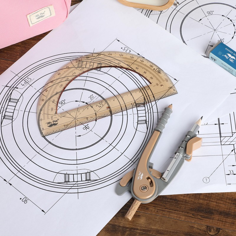 Mr. Pen- Compass and Protractor Set, Dwarf Pony Brown, Compass